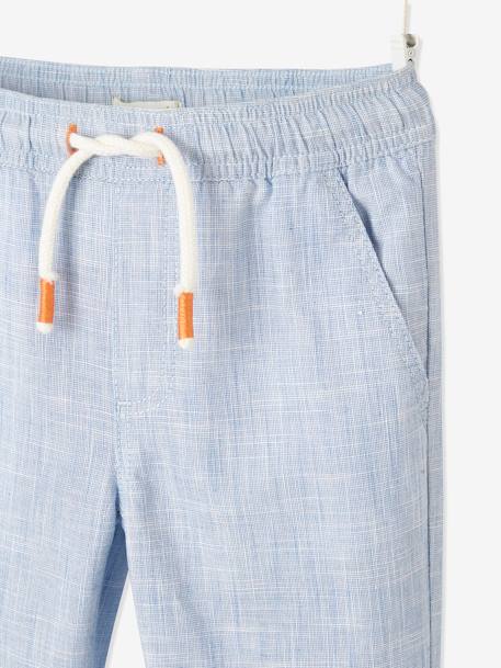 Pantalón remangable como pantalón pesquero de tejido ligero, para niño azul  claro liso con motivos - Vertbaudet