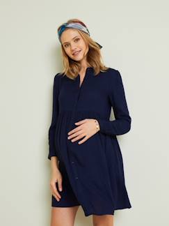 Vestidos y faldas-Vestido camisero liso para embarazo y lactancia