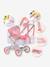 Cochecito COROLLE para muñeca 36/42/52 cm rosa+ROSA MEDIO LISO CON MOTIVOS 