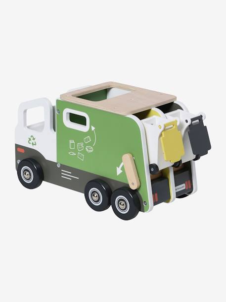 Camión de reciclaje, de madera multicolor 