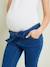 Pantalón slim para embarazo de felpa, aspecto denim AZUL MEDIO LAVADO 