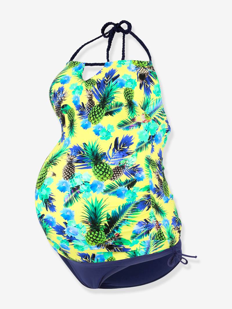 Tankini de embarazo Aloha CACHE COEUR amarillo oscuro estampado Cache