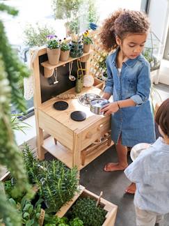 Juguetes- Juegos al aire libre-Juegos de jardín-Cocina de exterior 2 en 1 de madera
