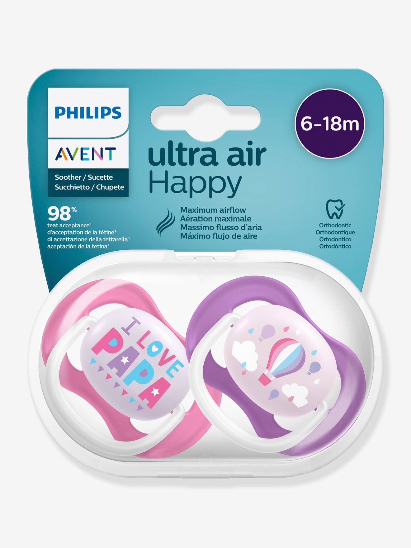 Chupetes Ultra Air Animals Niña 6-18 meses, Philips Avent