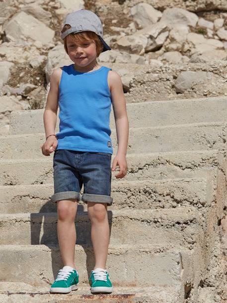 Bermudas vaqueras niño AZUL OSCURO LISO+GRIS MEDIO LAVADO 