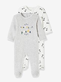Bebé-Pijamas-Lote de 2 pijamas de terciopelo "Pandas", para bebé