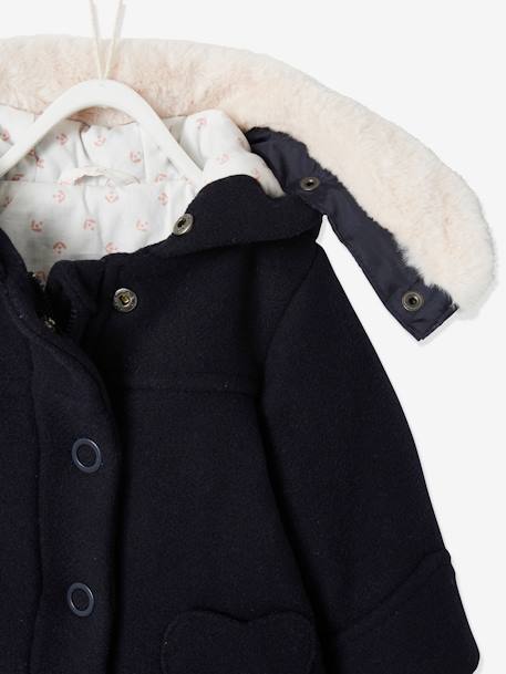 Abrigo con capucha para bebé niña AZUL OSCURO LISO CON MOTIVOS+GRIS CLARO LISO CON MOTIVOS 