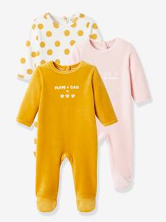 Bebé-Pijamas-Pack de 3 pijamas "pelele" de terciopelo para bebé