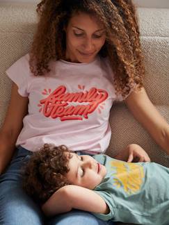 Ropa Premamá-Camiseta Family Team colección cápsula Vertbaudet y Studio Jonésie de algodón orgánico.