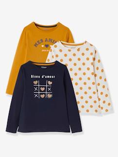 Niña-Camisetas-Pack de 3 camisetas de manga larga, para niña