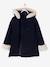 Abrigo con capucha de paño de lana con relleno de poliéster reciclado, para niña AZUL OSCURO LISO+ROSA MEDIO LISO 
