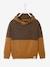 Jersey con cuello cruzado de punto fantasía efecto colorblock, para niño AZUL OSCURO LISO+MARRON MEDIO LISO 