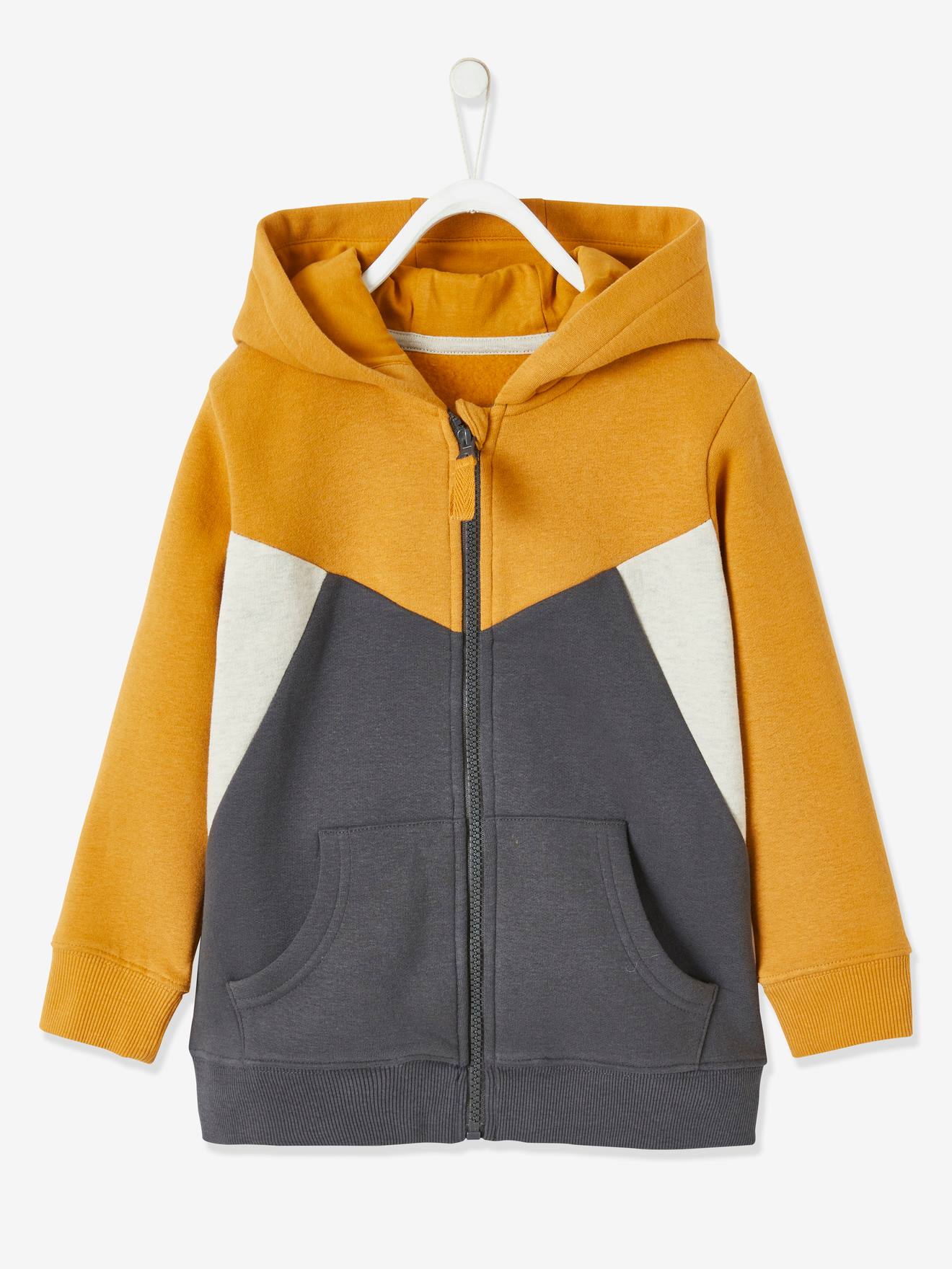 Sudadera colorblock con cremallera y motivo skate detrás amarillo medio  liso con motivo - Vertbaudet