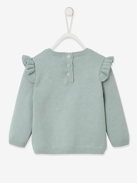 Jersey con volantes y pompones Cereza, para bebé AZUL OSCURO A RAYAS+BLANCO CLARO LISO CON MOTIVOS+ROJO OSCURO LISO CON MOTIVOS+VERDE MEDIO LISO CON MOTIVOS+VIOLETA MEDIO LISO CON MOTIVOS 