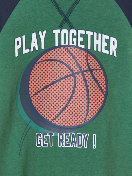 Camiseta deportiva con balón en relieve y mangas raglán, para niño VERDE MEDIO LISO CON MOTIVOS 