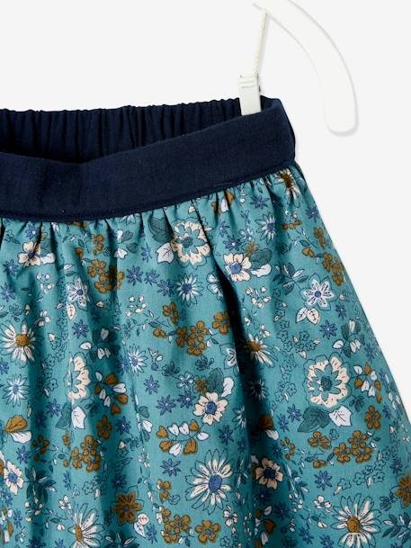 Falda reversible, lisa o estampada de flores, para niña AZUL FUERTE LISO+AZUL MEDIO LISO+MARRON CLARO LISO+MARRON OSCURO LISO+MARRON OSCURO LISO CON MOTIVOS+NARANJA MEDIO LISO 
