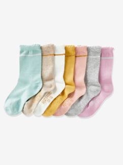 Niña-Ropa interior-Calcetines-Lote de 7 pares de calcetines medianos de lúrex, para niña