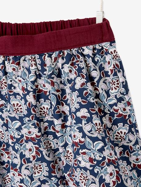 Falda reversible, lisa o estampada de flores, para niña AZUL FUERTE LISO+AZUL MEDIO LISO+MARRON CLARO LISO+MARRON OSCURO LISO+MARRON OSCURO LISO CON MOTIVOS+NARANJA MEDIO LISO 