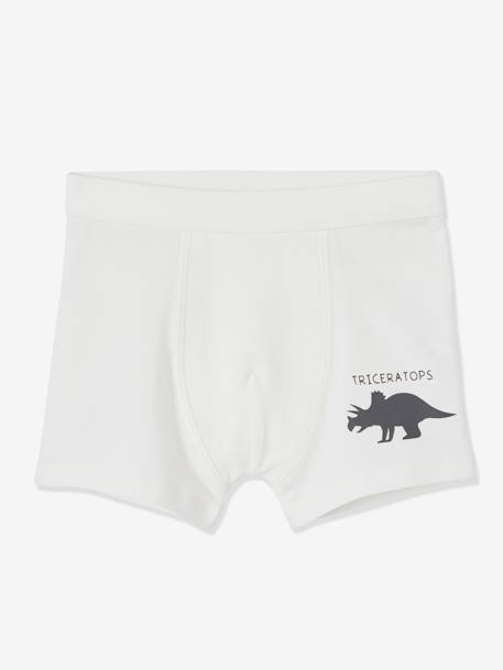 Pack de 7 boxers stretch Dinosaurios, para niño BLANCO CLARO LISO 