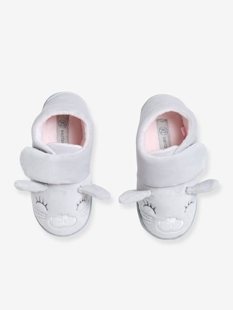 Zapatillas de casa estilo peluche para bebé niña GRIS CLARO LISO CON MOTIVOS 
