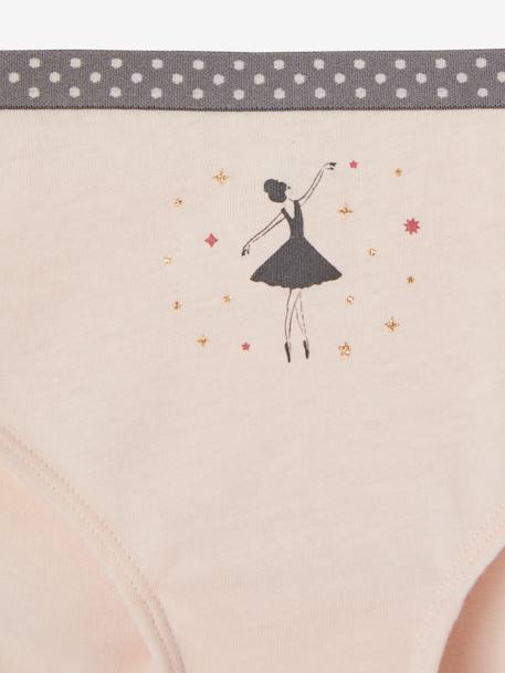 Pack de 3 braguitas, para niña ROSA CLARO LISO CON MOTIVOS 