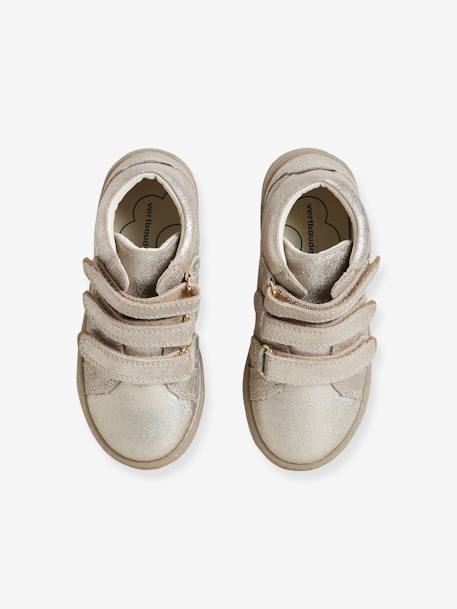 Zapatillas de caña alta de piel irisada para niña, especial autonomía AMARILLO CLARO METALIZADO 