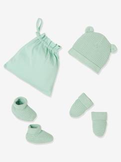 Bebé-Accesorios-Gorros, bufandas, guantes-Conjunto de gorra, manoplas y patucos para recién nacido, con bolsa a juego