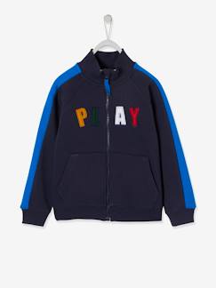 Niño-Jerséis, chaquetas de punto, sudaderas-Sudaderas-Sudadera con cremallera y letras aplicadas "Play", para niño