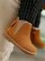Botines de piel con elásticos para bebé niña AZUL OSCURO LISO CON MOTIVOS+BEIGE OSCURO METALIZADO+MARRON CLARO LISO 
