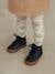 Zapatillas de caña alta de piel con cordones, para bebé niña AZUL OSCURO LISO CON MOTIVOS 