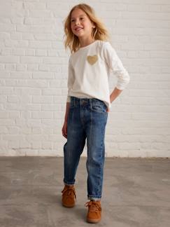 Niña-Vaqueros-Vaqueros "Mom fit" con cortes marcados, para niña
