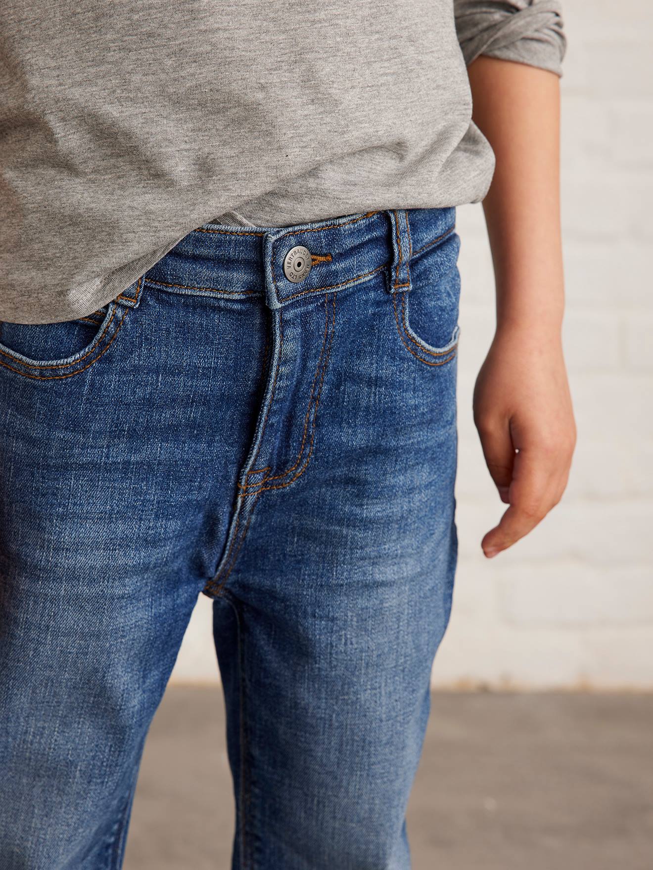 Vaqueros loose con tiro bajo, para niño azul oscuro lavado - Vertbaudet