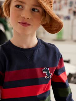 Niño-Camisetas y polos-Camisetas-Camiseta a rayas con emblema bordado de dinosaurio, para niño