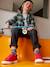 Zapatillas con tira autoadherente de piel, para niño AZUL OSCURO LISO+ROJO OSCURO LISO 