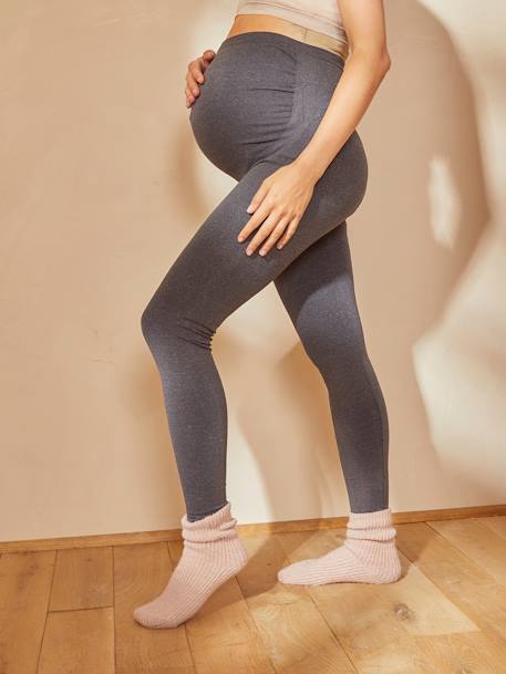 Leggings para embarazo sin costuras GRIS MEDIO JASPEADO+NEGRO OSCURO LISO 