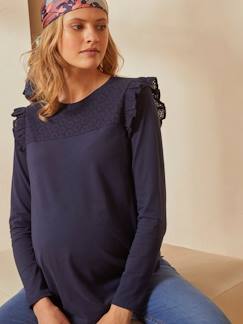 Ropa Premamá-Camisetas y tops embarazo-Camiseta de dos materias para embarazo y lactancia