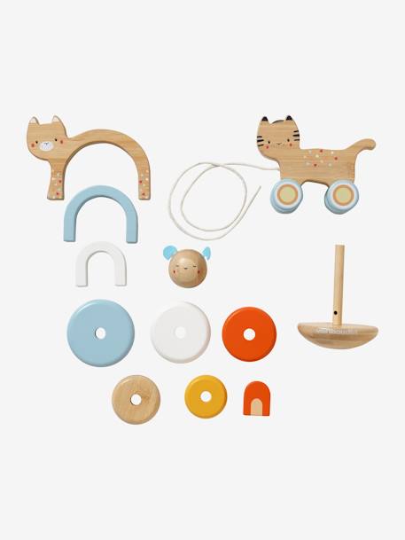 Conjunto de 3 juguetes de bambú multicolor 