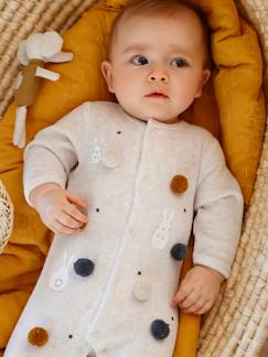 Pijamas de Navidad-Pelele de terciopelo con pompones para bebé