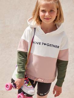 Niña-Jerséis, chaquetas de punto, sudaderas-Sudaderas-Sudadera con capucha deportiva colorblock, para niña
