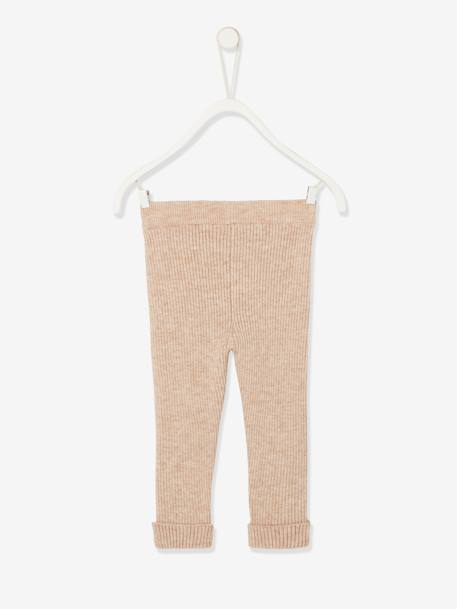Leggings de punto tricot, para bebé BEIGE MEDIO LISO+GRIS OSCURO JASPEADO+MARRON OSCURO LISO 
