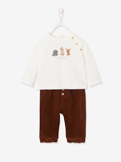 Bebé-Conjuntos-Conjunto de pantalón de pana + camiseta de manga larga, para recién nacido