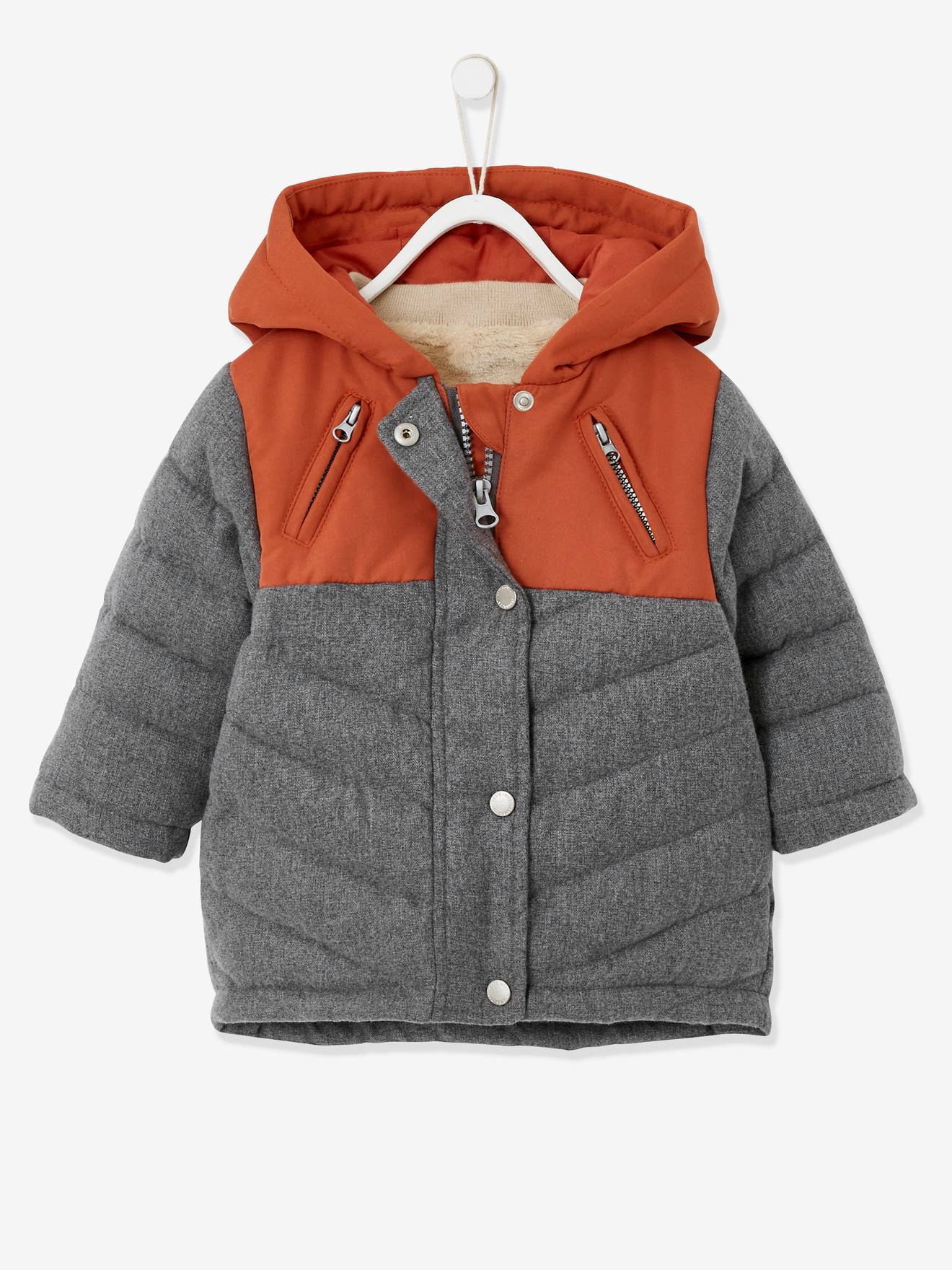 Parka 3 en 1 para bebé niño con chaqueta de punto desmontable gris medio  liso con motivos - Vertbaudet