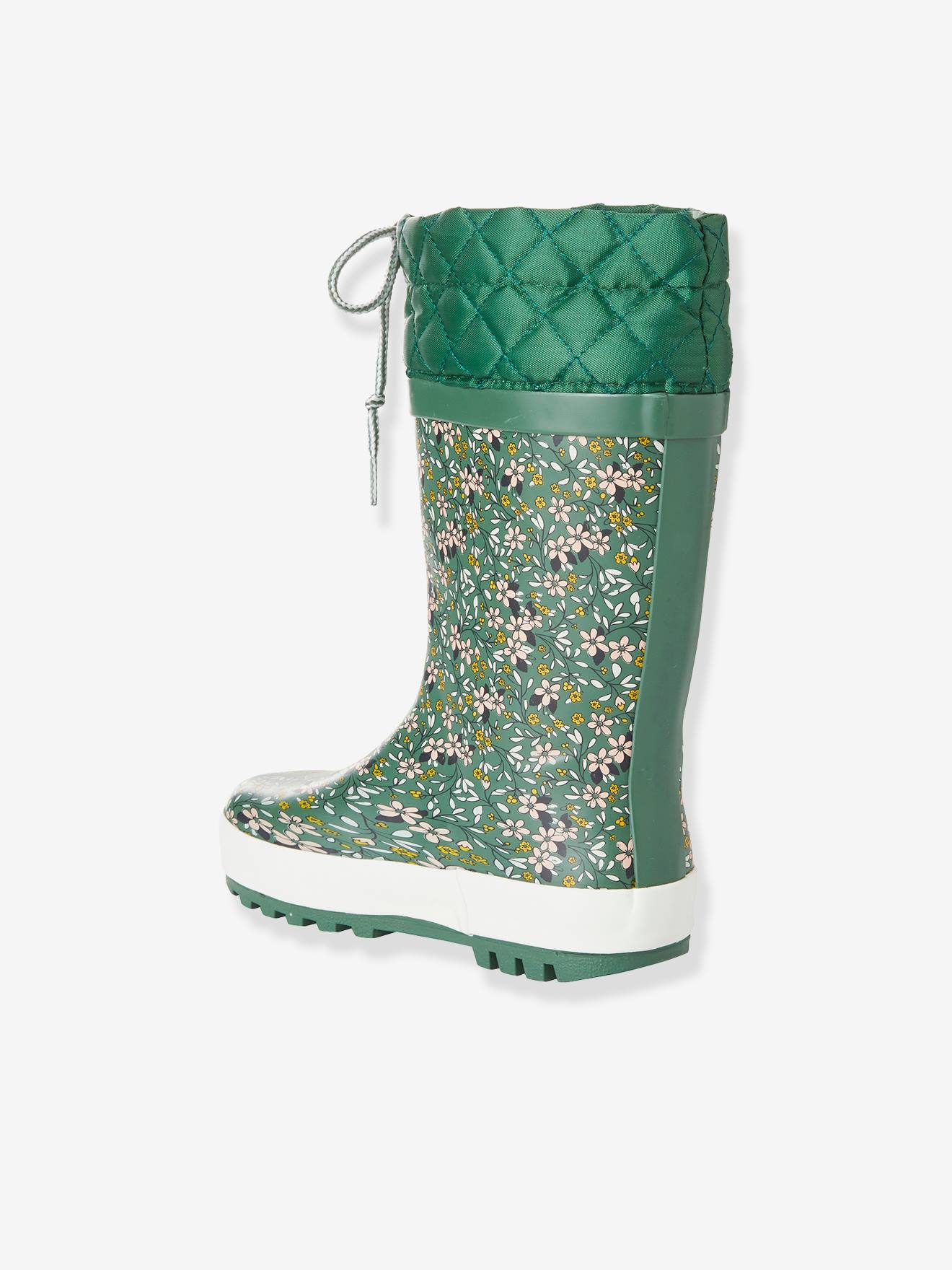 Botas de agua estampadas con cuello acolchado, para niña verde medio  estampado - Vertbaudet