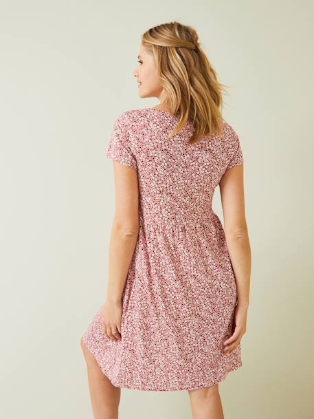 Vestido vaporoso evolutivo para embarazo y lactancia AZUL OSCURO ESTAMPADO+MARRON CLARO ESTAMPADO+NEGRO OSCURO LISO 