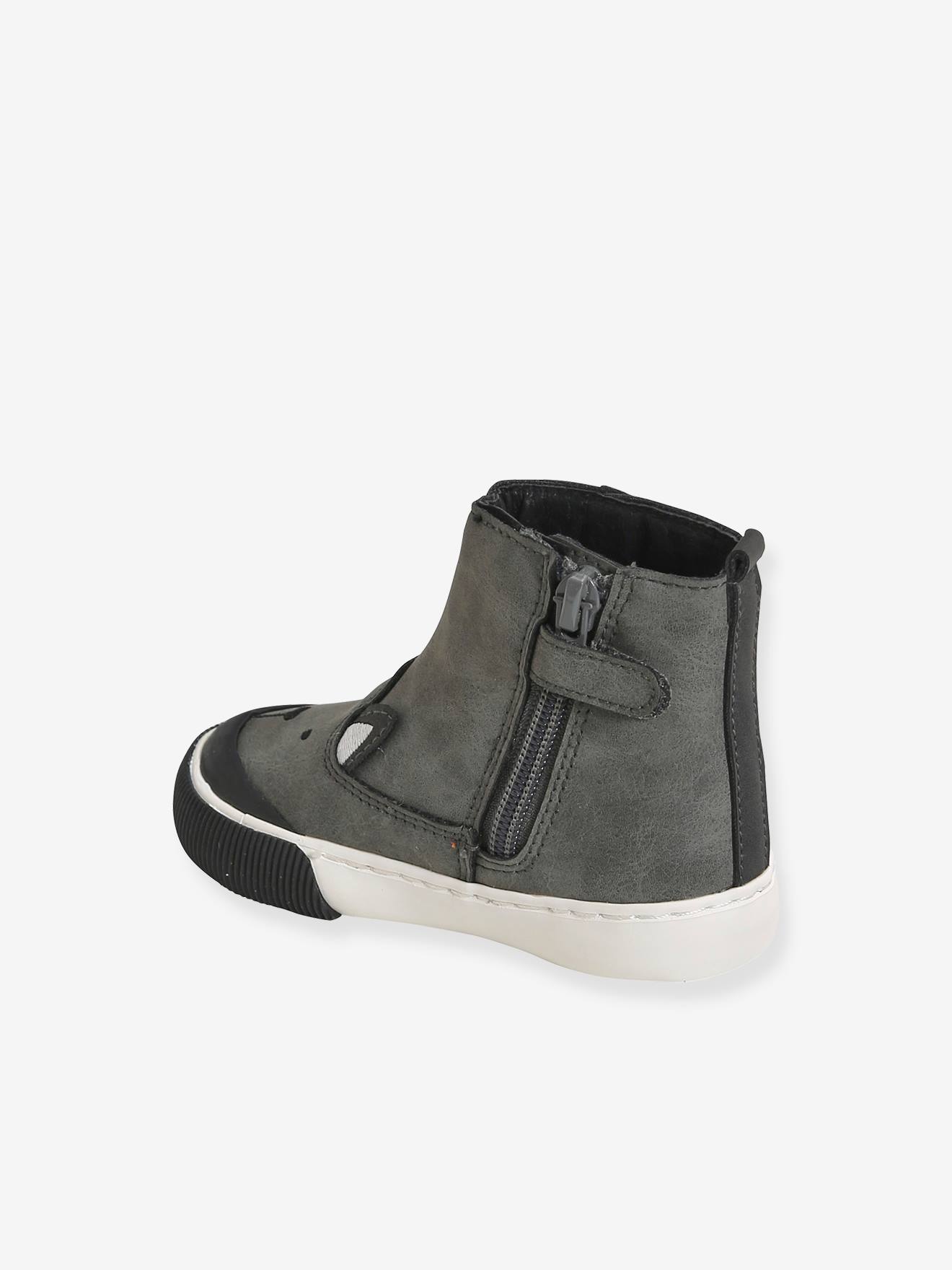 Botines fantasía con cremallera para bebé niño gris oscuro liso con motivos  - Vertbaudet