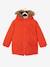 Parka técnica con capucha para niño NARANJA FUERTE LISO CON MOTIVO+VERDE OSCURO LISO CON MOTIVOS 