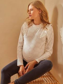 Ropa Premamá-Camisetas y tops embarazo-Camiseta de punto fantasía para embarazo y lactancia