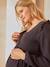 Vestido corto de gasa de algodón, para embarazo y lactancia MARRON MEDIO ESTAMPADO+NEGRO OSCURO LISO 