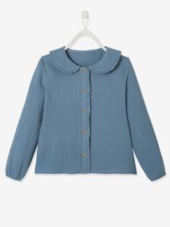 Niña-Camisas y Blusas-Blusa de gasa de algodón con detalles de volantes y motivos estampados, para niña