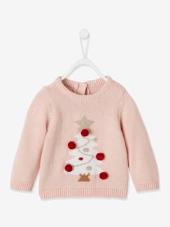 Bebé-Sudaderas, jerséis y chaquetas de punto-Jersey de Navidad para bebé Abeto y Pompones